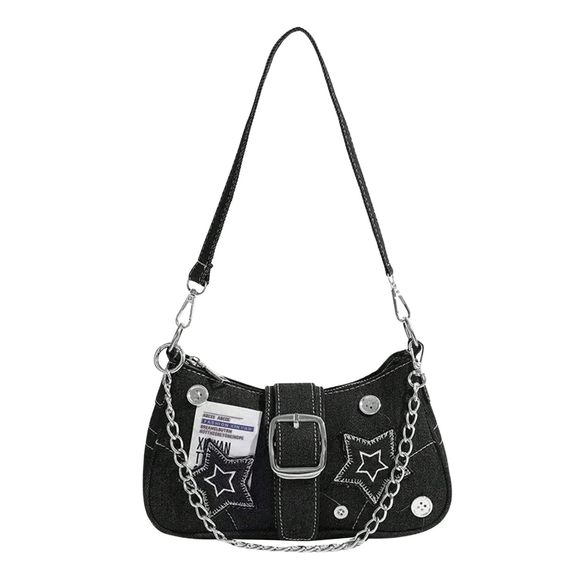 Buckle Shoulder Bag Y2K Chain Pu Leather Clutch Shoulder Handbags xD - Picture 1 of 6